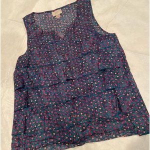 LOFT Sleeveless multi colored layered ruffle top, Medium